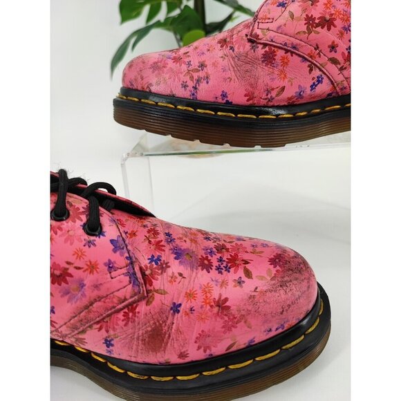 Dr Martens Women's Pascal Hole Floral Flower Pink Ankle Loafers 7US - Picture 10 of 11